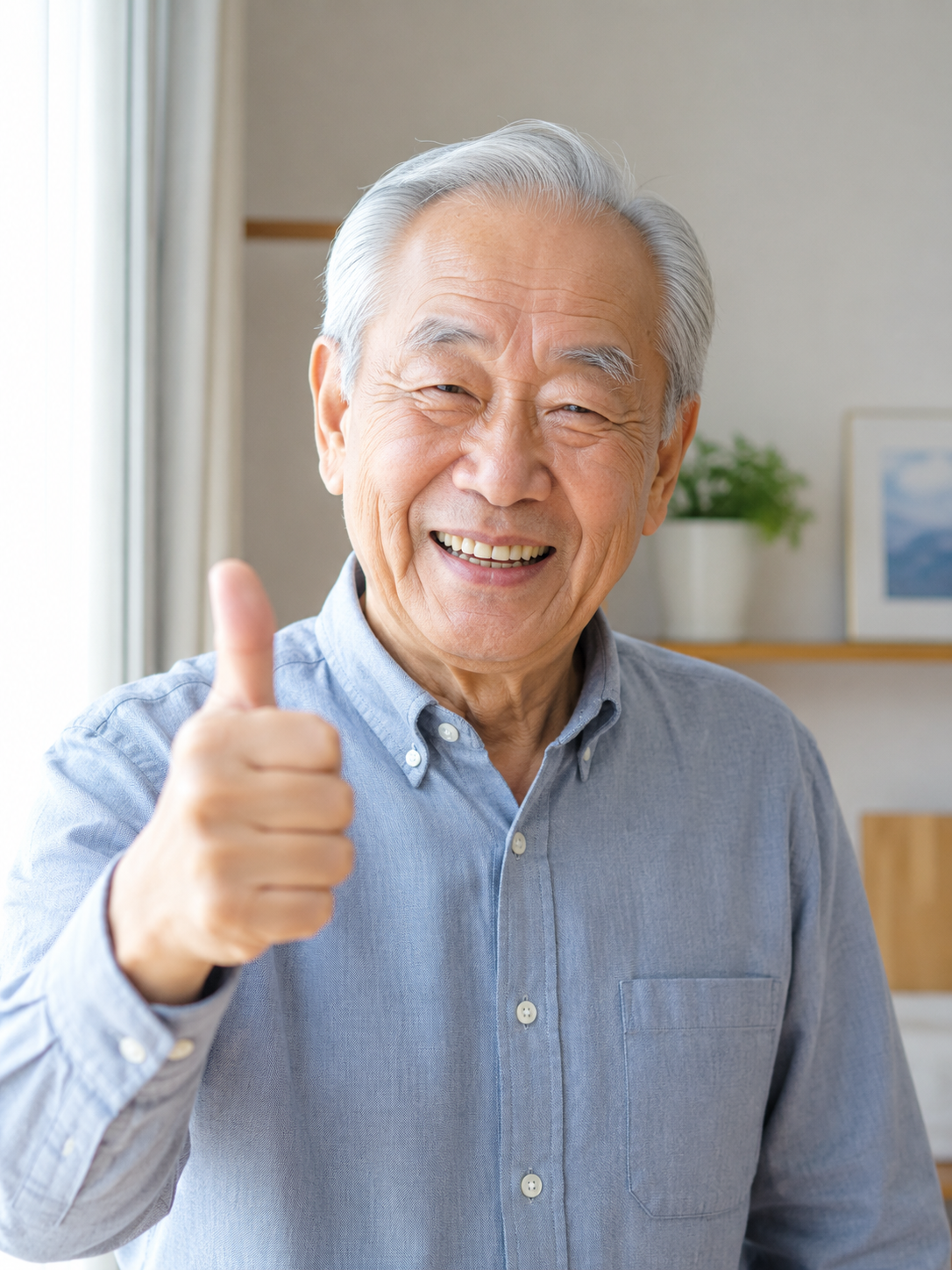 明るい笑顔の男性