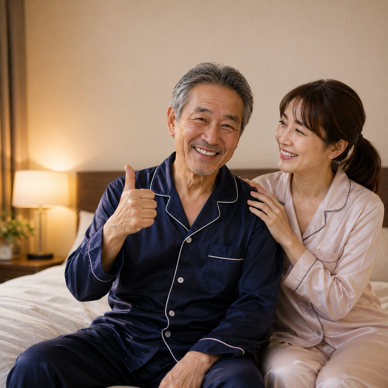妻と笑う男性