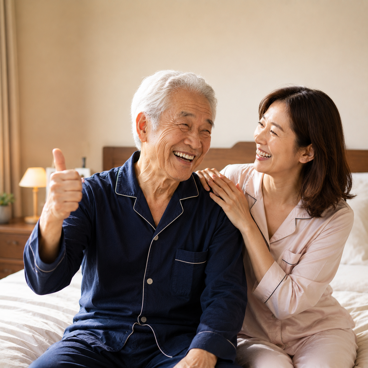 笑顔の老年夫婦